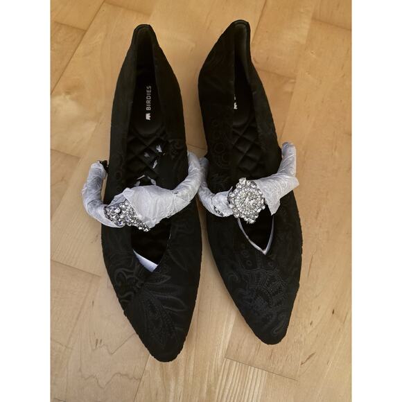 NWT Birdies Goldfinch Black Silver Crystal Embellished Maryjanes Holiday 8.5 - Picture 3 of 5